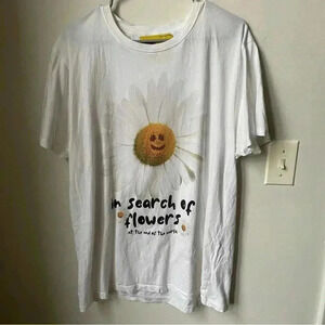 Men’s Lost Paradise White T-Shirt - Size Large, Daisy Print floral t shirt
